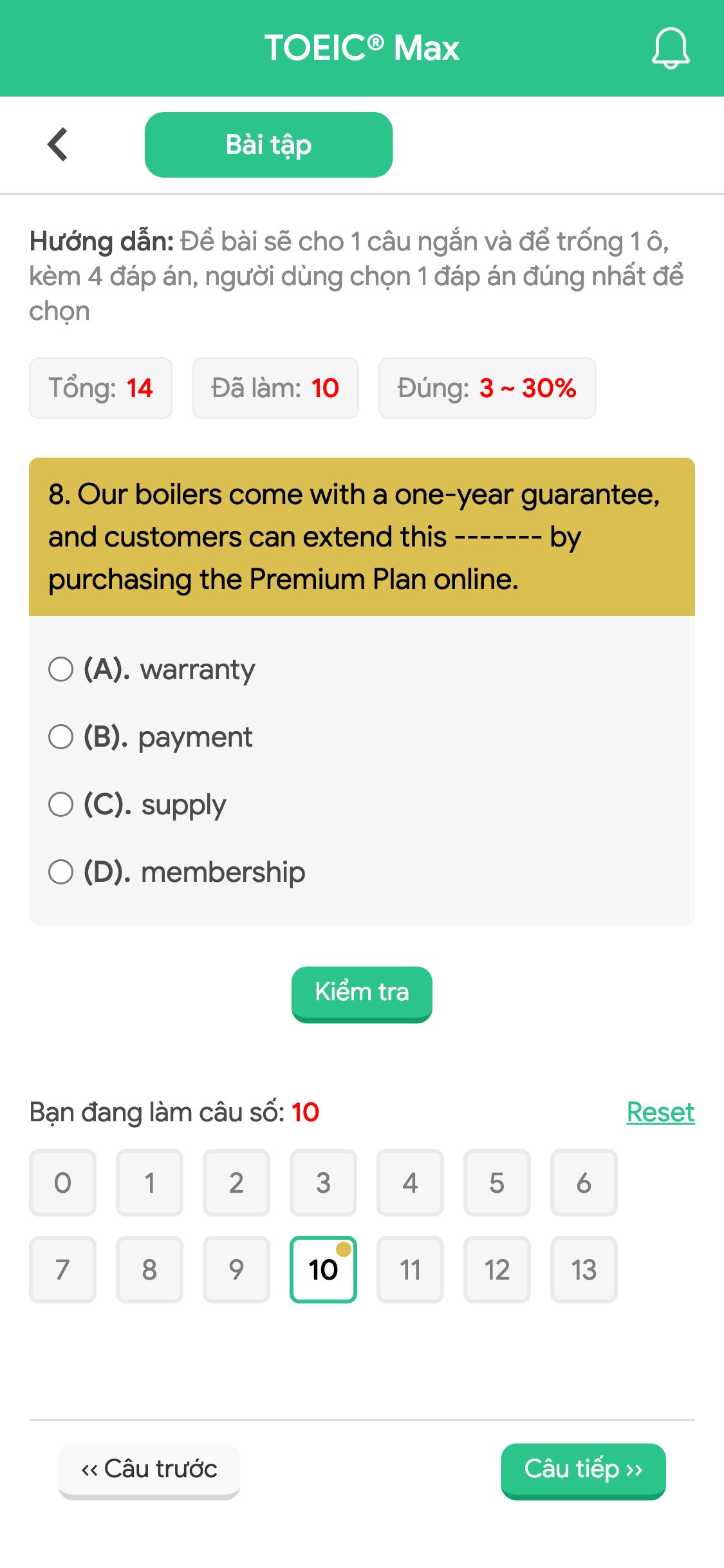 8. Our boilers come with a one-year guarantee, and customers can extend this ------- by purchasing the Premium Plan online.