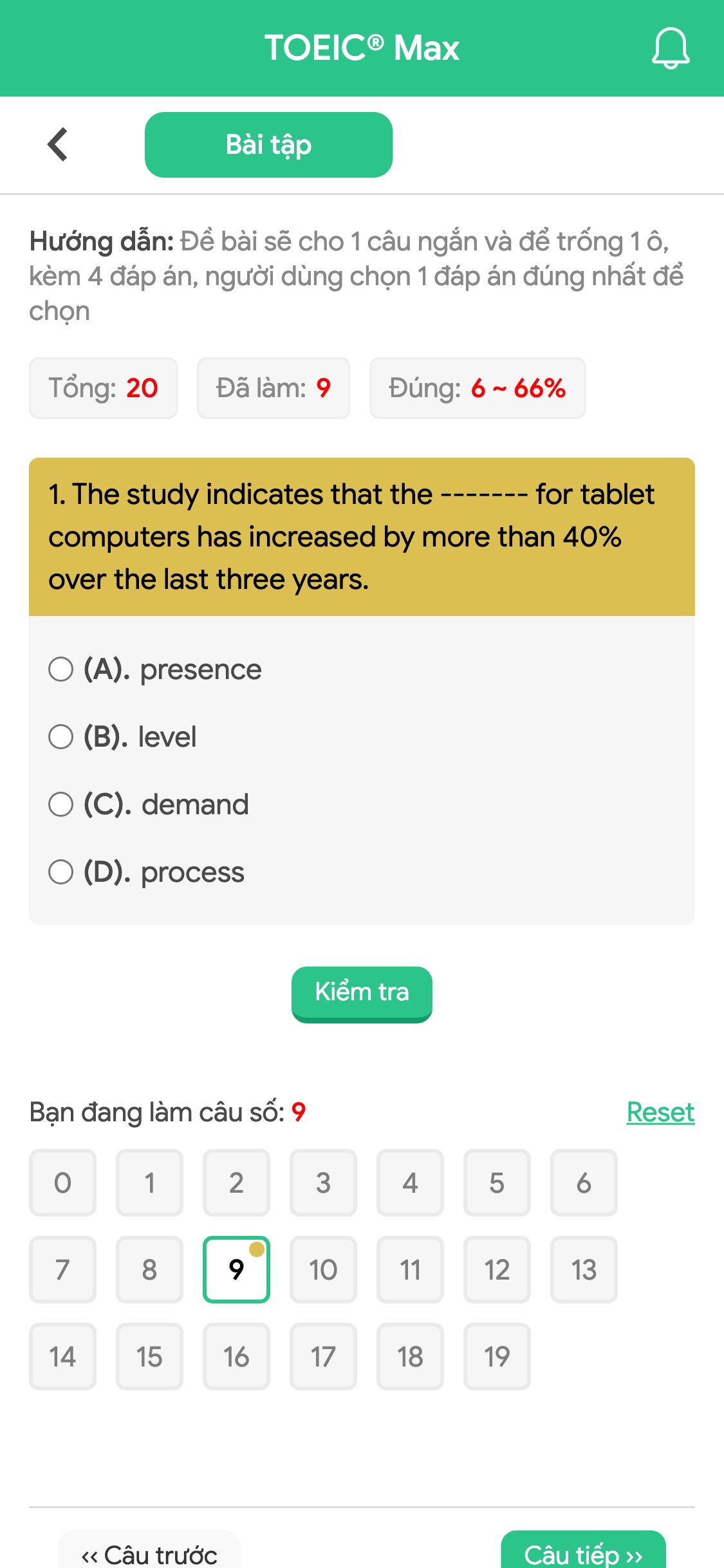 1. The study indicates that the ------- for tablet computers has increased by more than 40% over the last three years.