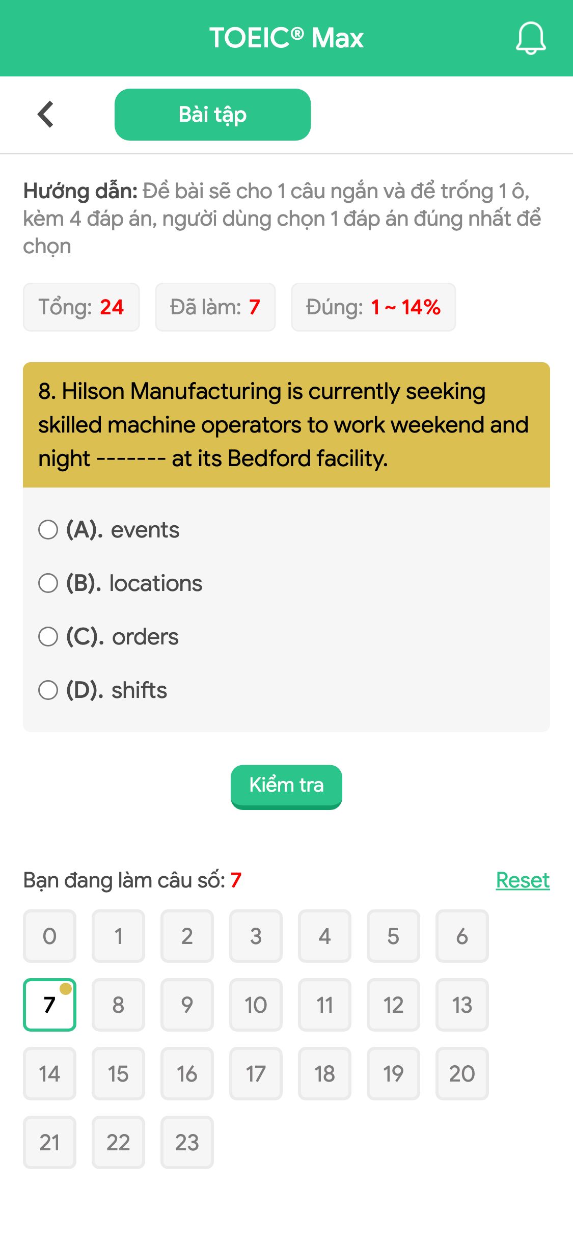 8. Hilson Manufacturing is currently seeking skilled machine operators to work weekend and night ------- at its Bedford facility.