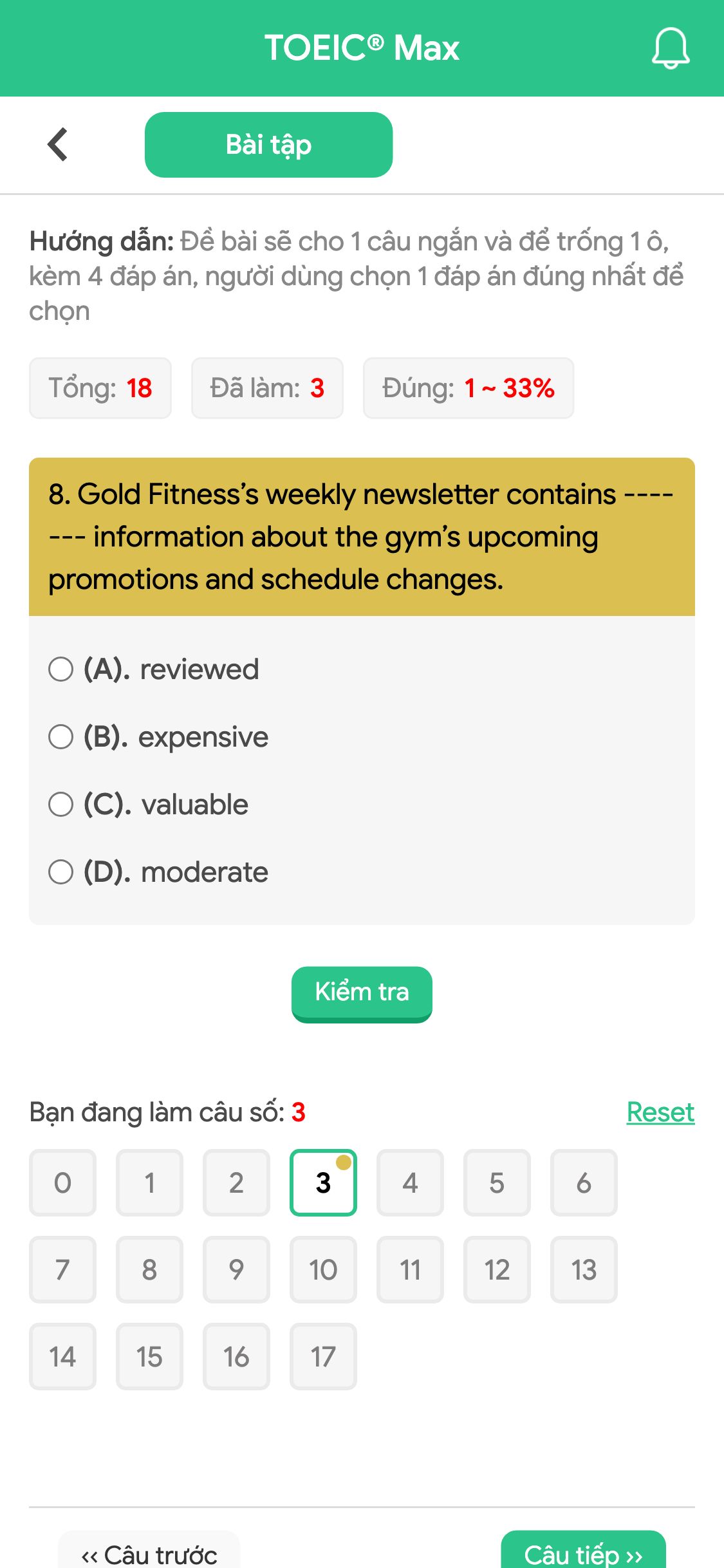 8. Gold Fitness’s weekly newsletter contains ------- information about the gym’s upcoming promotions and schedule changes.
