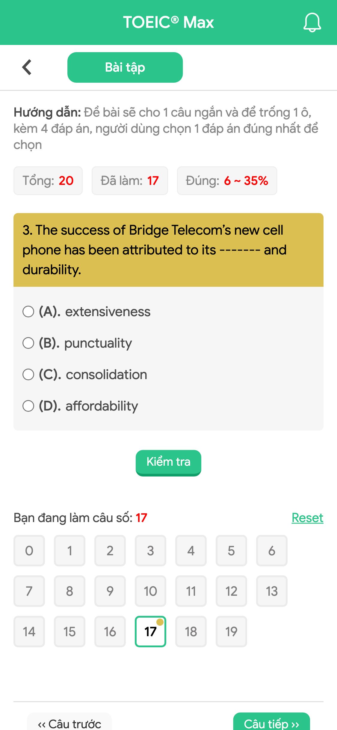 3. The success of Bridge Telecom’s new cell phone has been attributed to its ------- and durability.