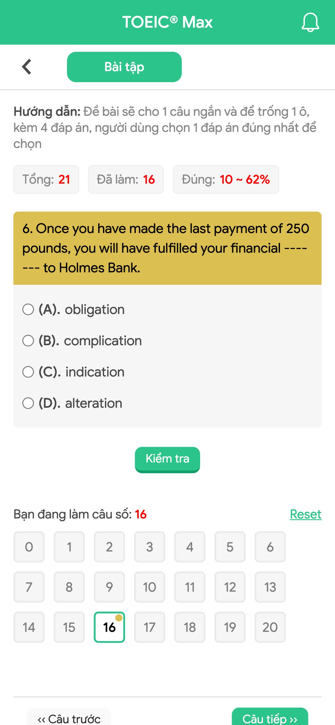 6. Once you have made the last payment of 250 pounds, you will have fulfilled your financial ------- to Holmes Bank.