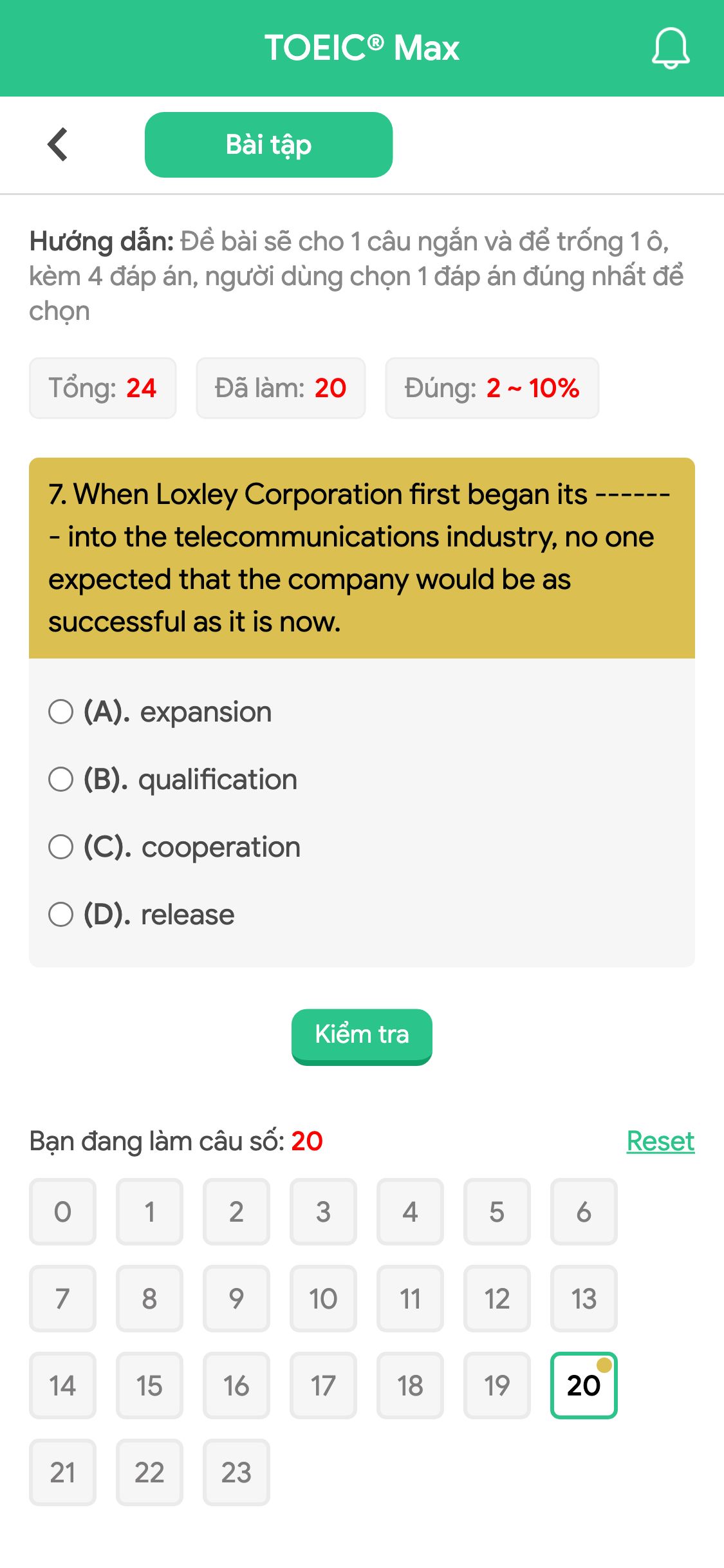 7. When Loxley Corporation first began its ------- into the telecommunications industry, no one expected that the company would be as successful as it is now.