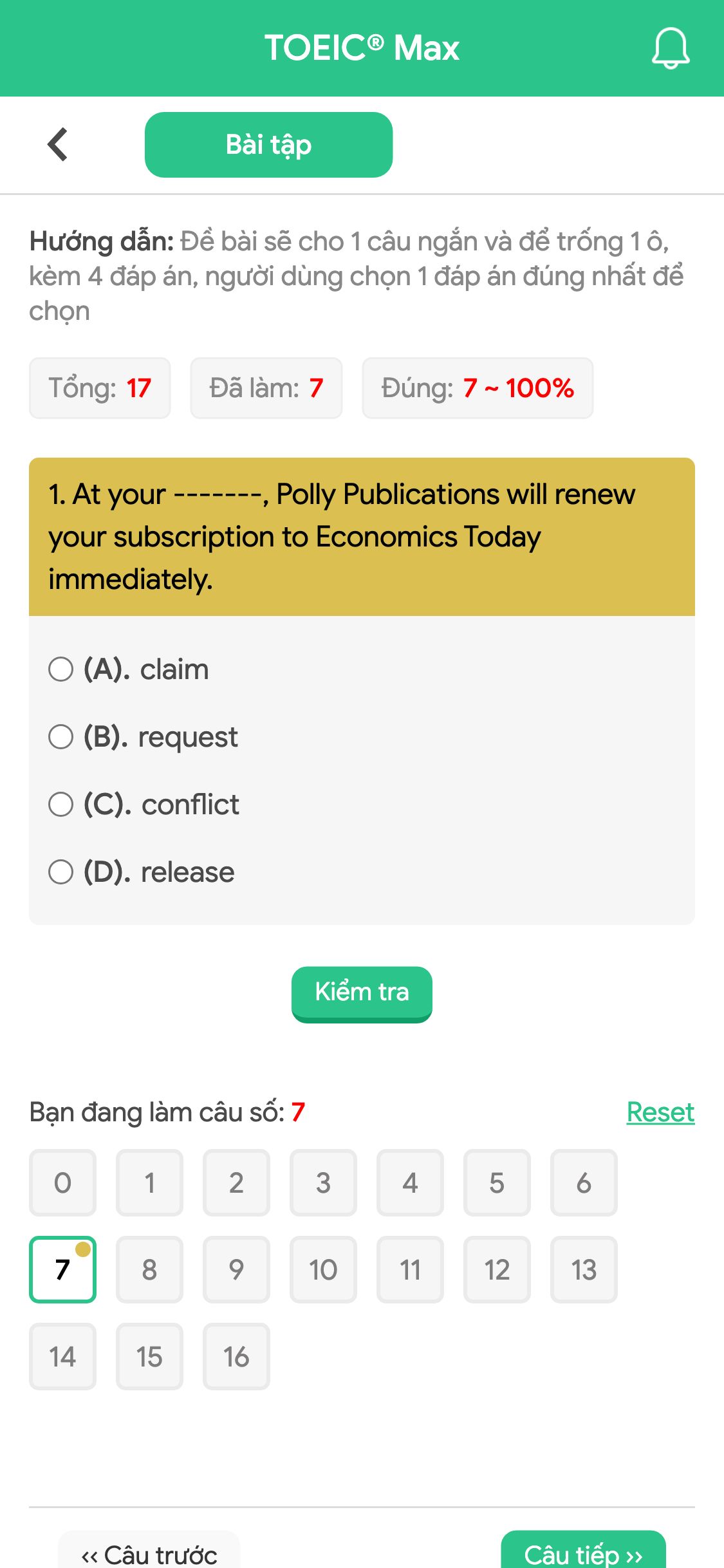 1. At your -------, Polly Publications will renew your subscription to Economics Today immediately.