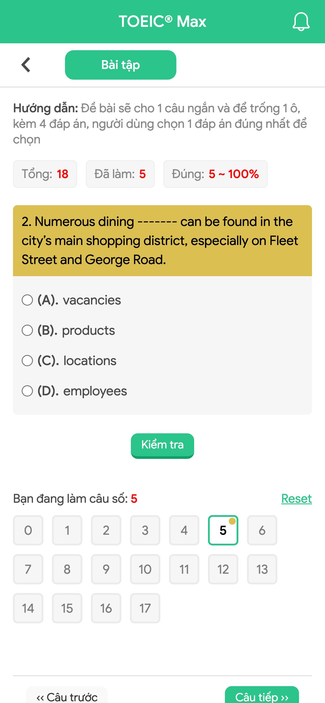 2. Numerous dining ------- can be found in the city’s main shopping district, especially on Fleet Street and George Road.