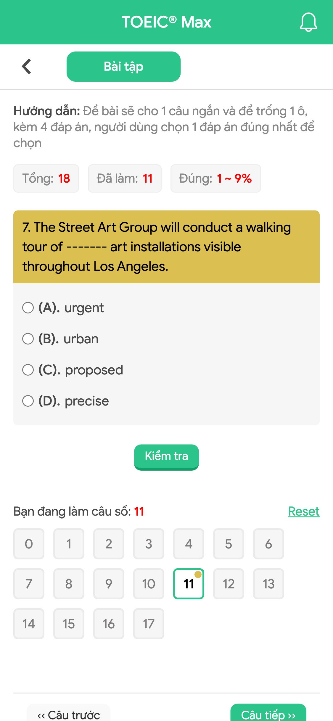 7. The Street Art Group will conduct a walking tour of ------- art installations visible throughout Los Angeles.