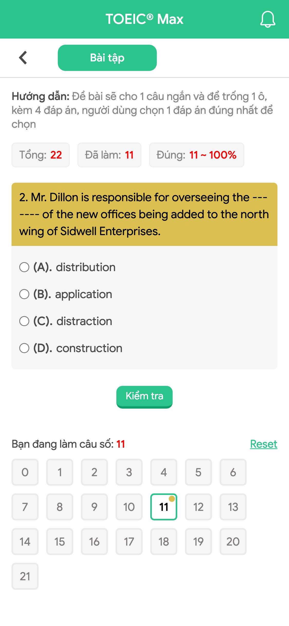2. Mr. Dillon is responsible for overseeing the ------- of the new offices being added to the north wing of Sidwell Enterprises.